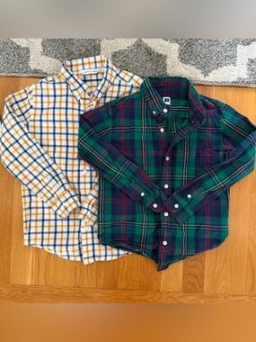 Janie and Jack Plaid Button-Down Shirts - Green & Yellow Plaid